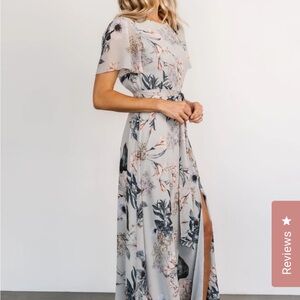 Baltic Born “Naomi” Floral Maxi Dress in Gray, Pink, Blue